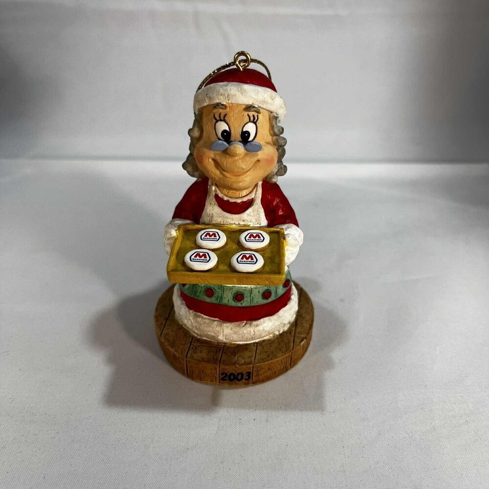 2003 Marathon Series 3 Mrs Claus Serving Cookies On Tray Christmas Tree Ornament